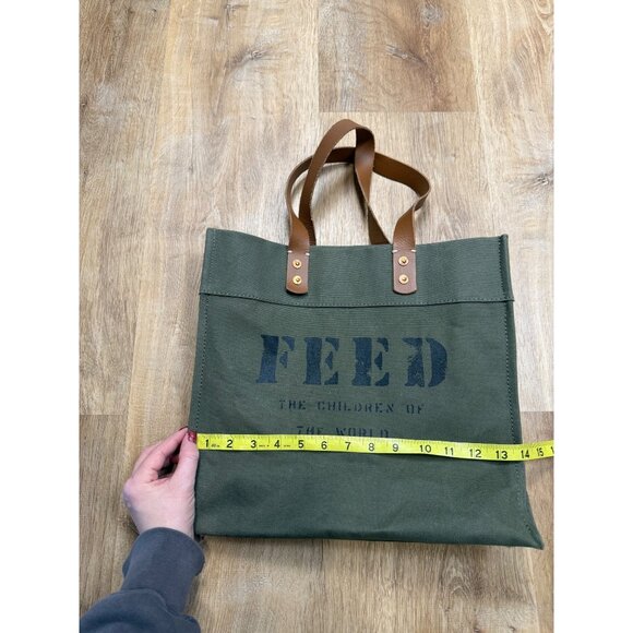Feed Projects Canvas Market Tote Bag With Leather Handles - Picture 8 of 8